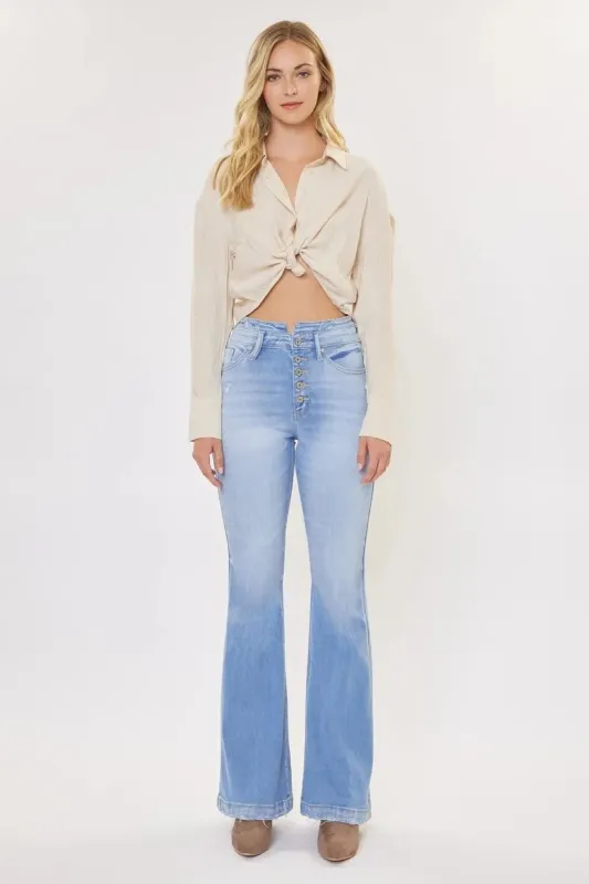 Kancan Curvy High Rise Flare Jeans sold by Charming Charlie