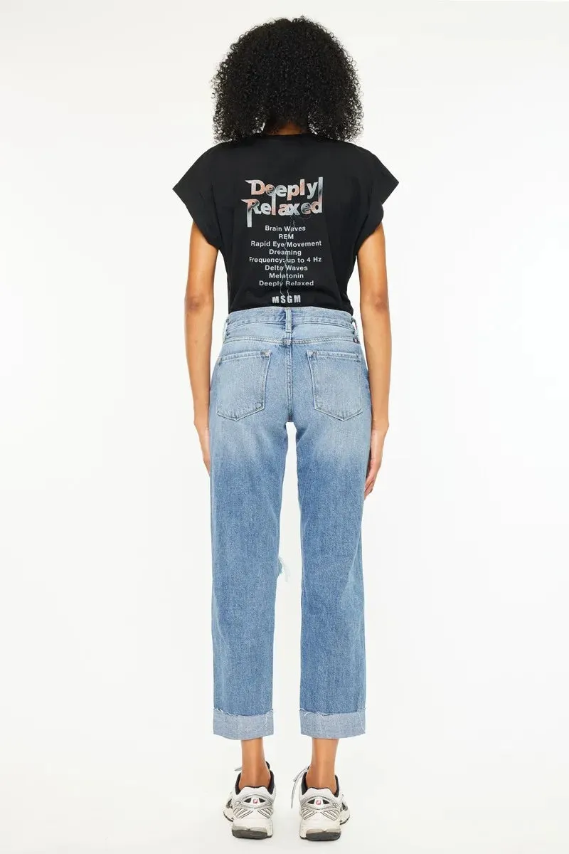 Kancan Mid Rise Distressed Boyfriend Fit Jeans sold by Charming Charlie product image thumbnail 2