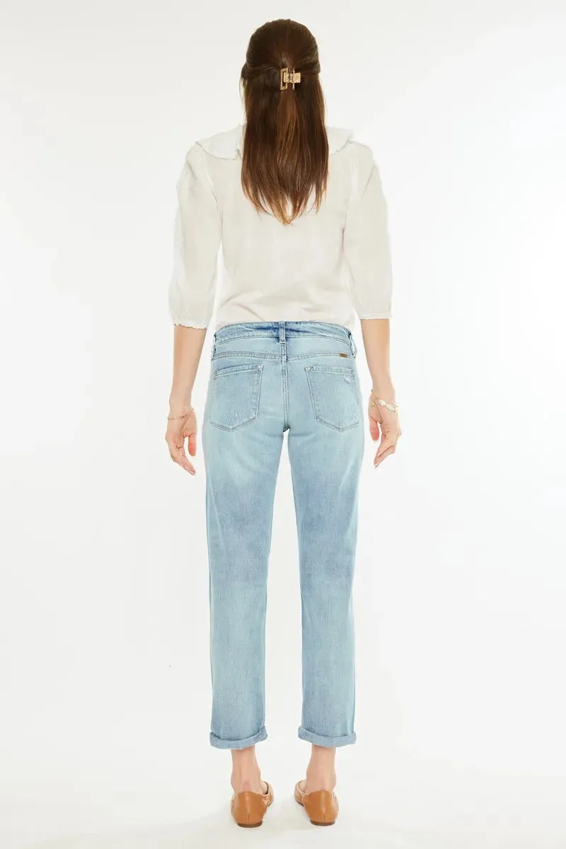 Kancan Mid Rise Distressed Boyfriend Fit Jeans sold by Charming Charlie product image thumbnail 5