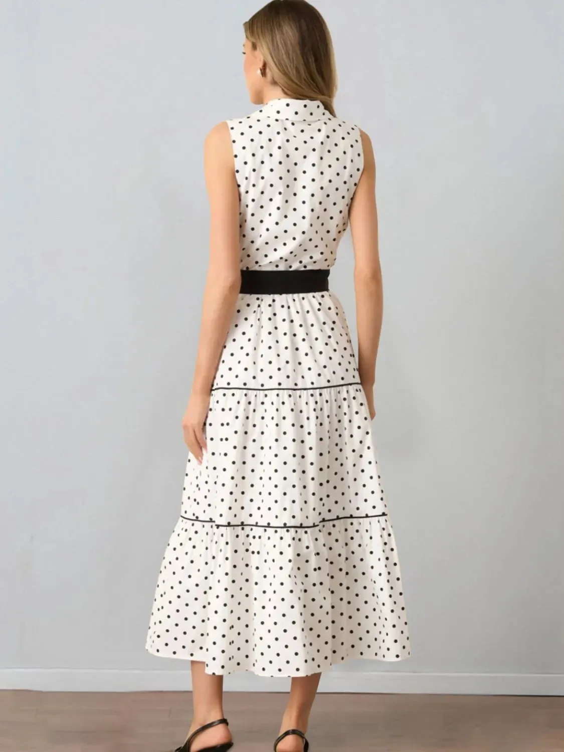Polka Dot Sleeveless Midi Shirt Dress sold by Charming Charlie product image thumbnail 4