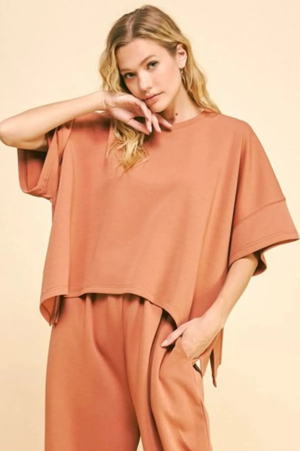 Davi & Dani Flowy Top and Elastic Waist Band Pants Set sold by Charming Charlie product image thumbnail 3