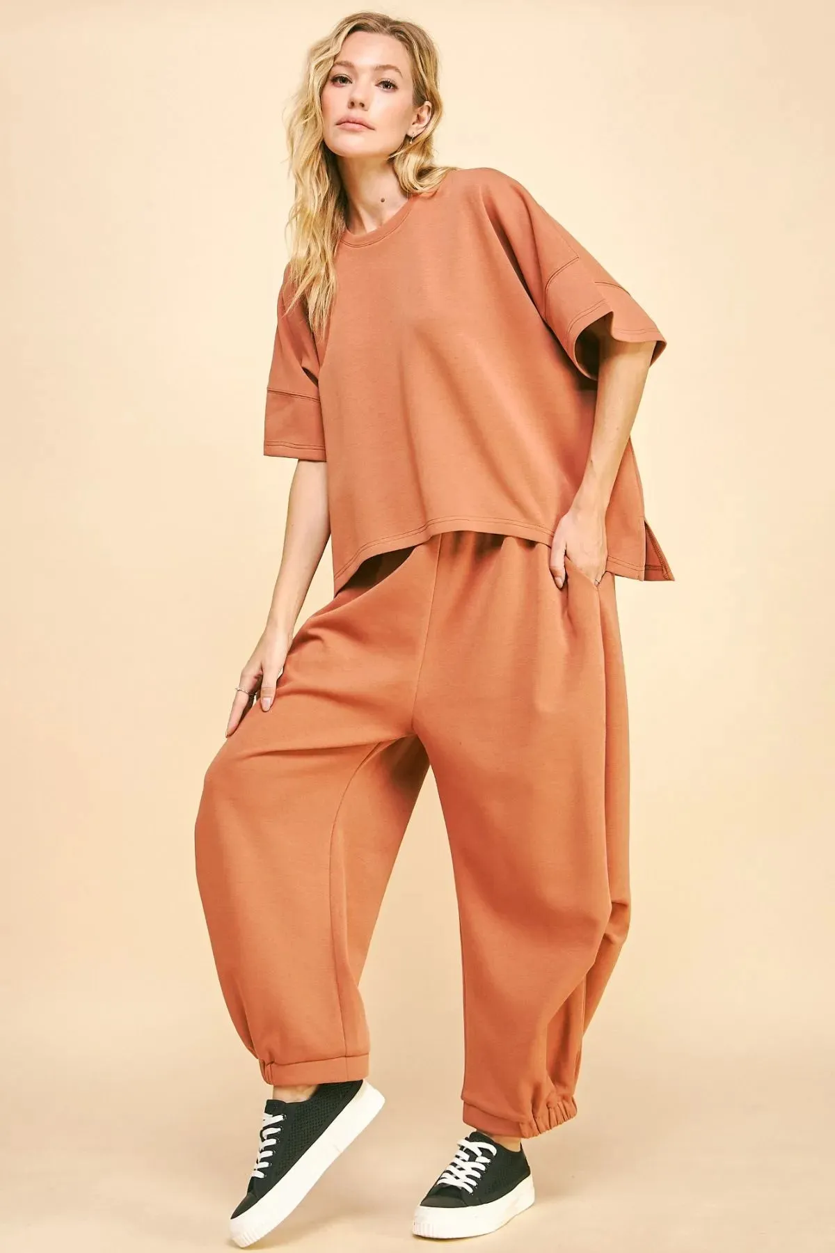 Davi & Dani Flowy Top and Elastic Waist Band Pants Set sold by Charming Charlie