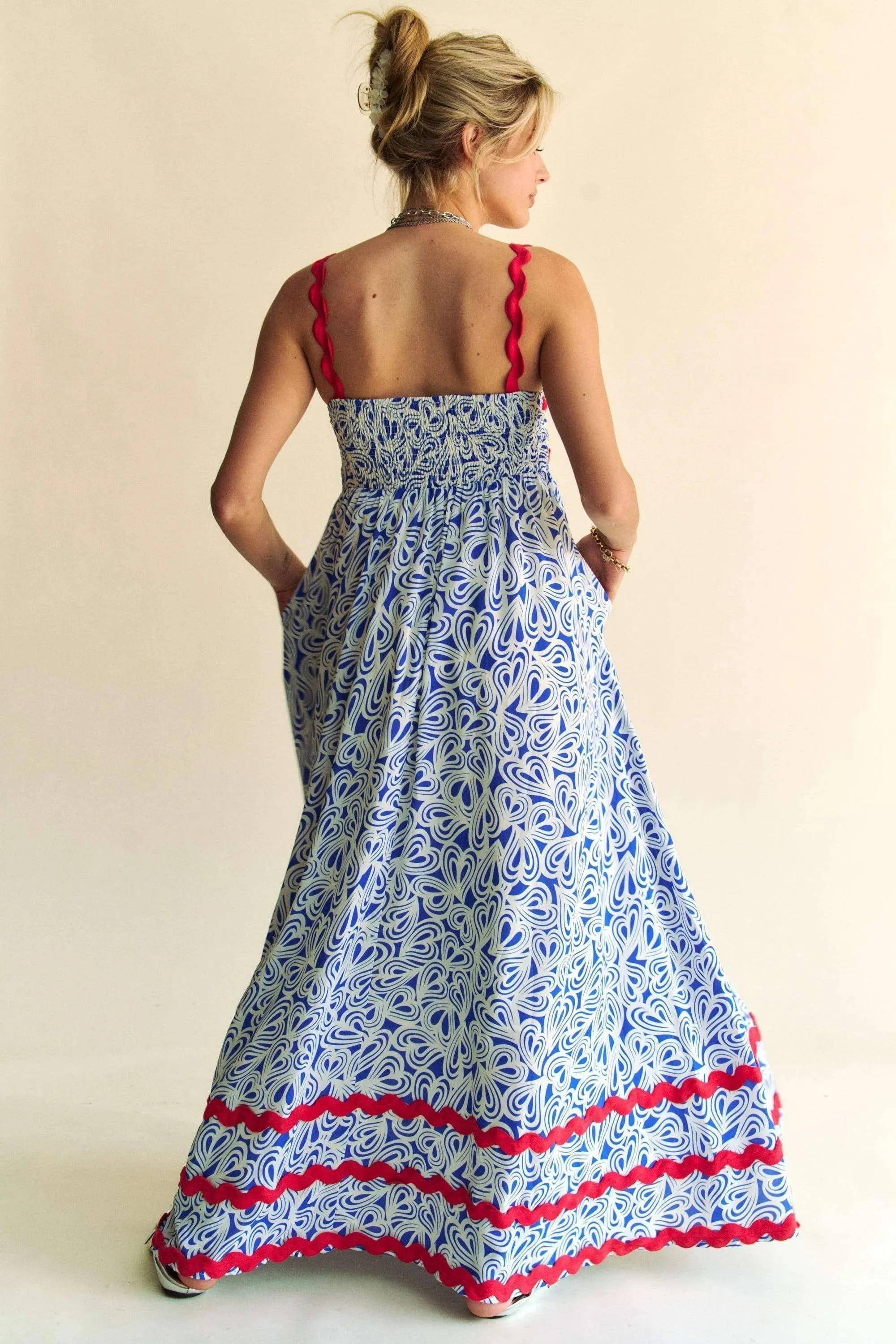 Davi & Dani Geo 2 Tone Printed Wavi Trim Tiered Maxi Dress sold by Charming Charlie product image thumbnail 3