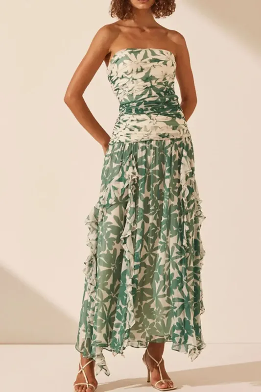 Ruched Printed Tube Dress sold by Charming Charlie