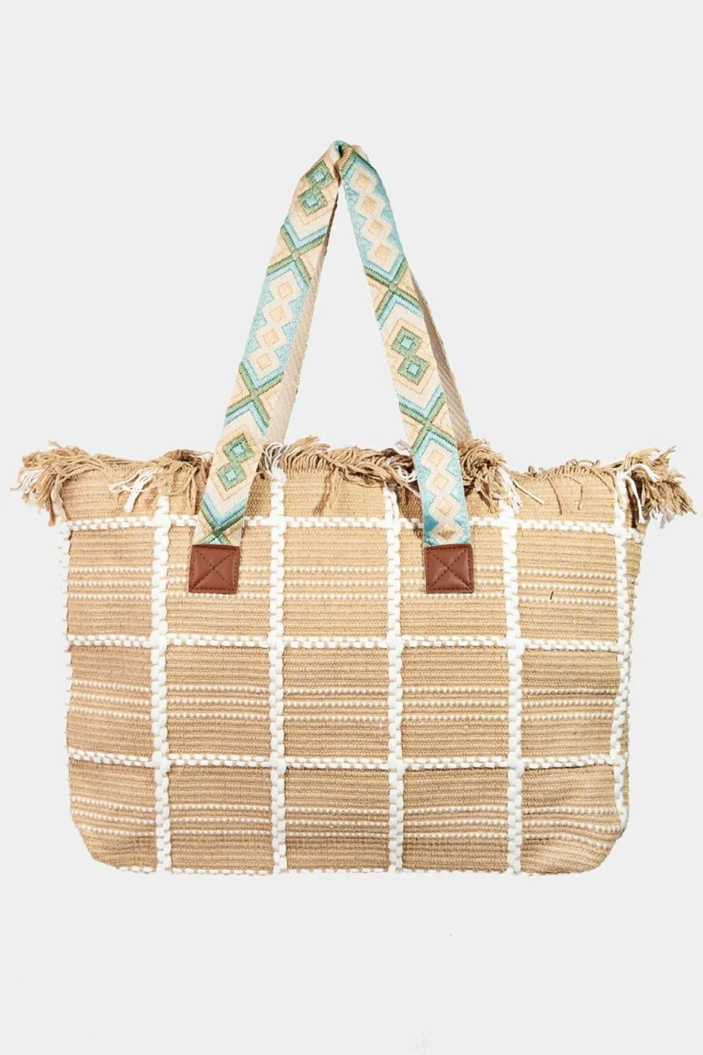 Fame Fringe Detail Checkered Tote Bag sold by Charming Charlie product image thumbnail 4