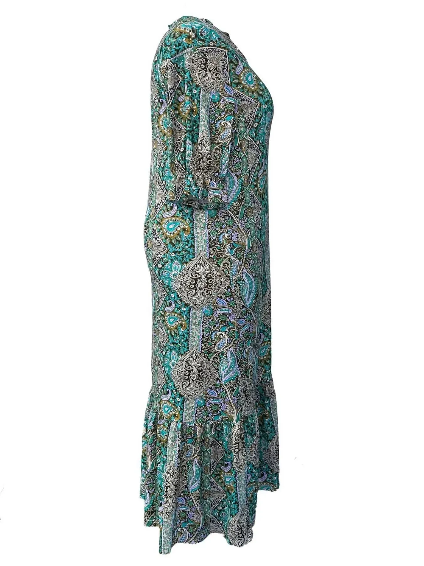 Full Size Bohemian Paisley Print Ruffle Hem Midi Dress Plus Size sold by Charming Charlie product image thumbnail 3