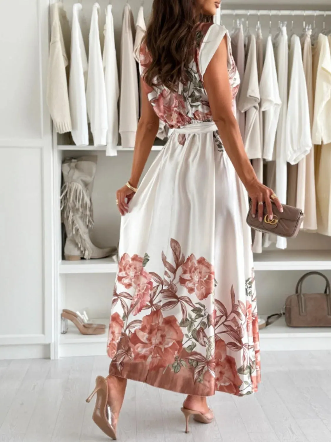 Tie Waist Floral Cap Sleeve Dress sold by Charming Charlie product image thumbnail 3