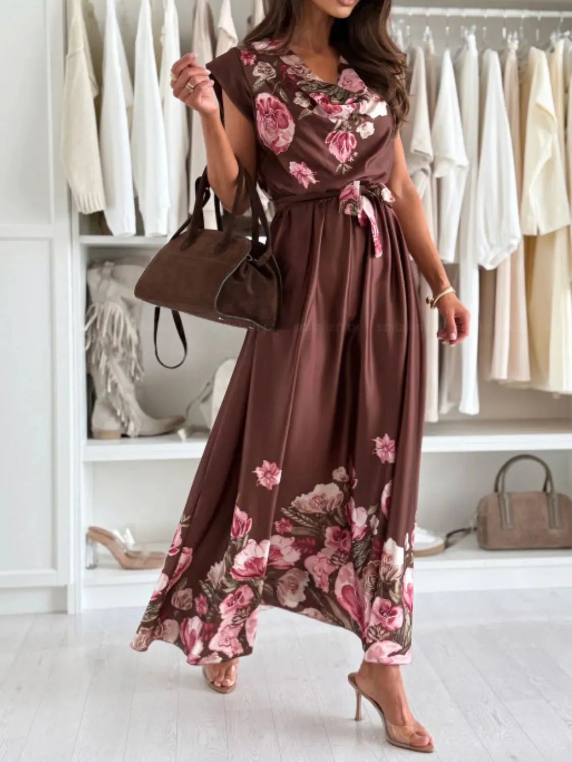 Tie Waist Floral Cap Sleeve Dress sold by Charming Charlie product image thumbnail 5
