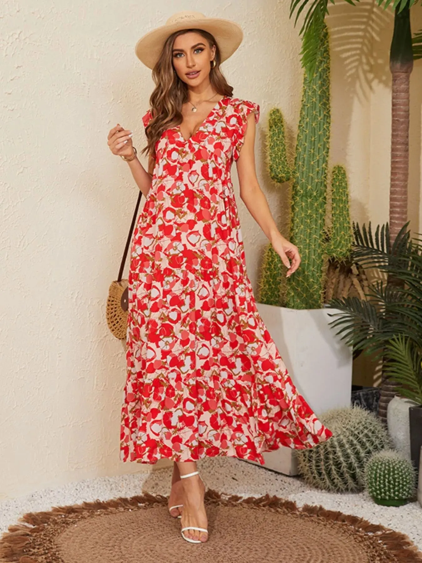 Floral V-Neck Cap Sleeve Summer Dress sold by Charming Charlie product image thumbnail 2