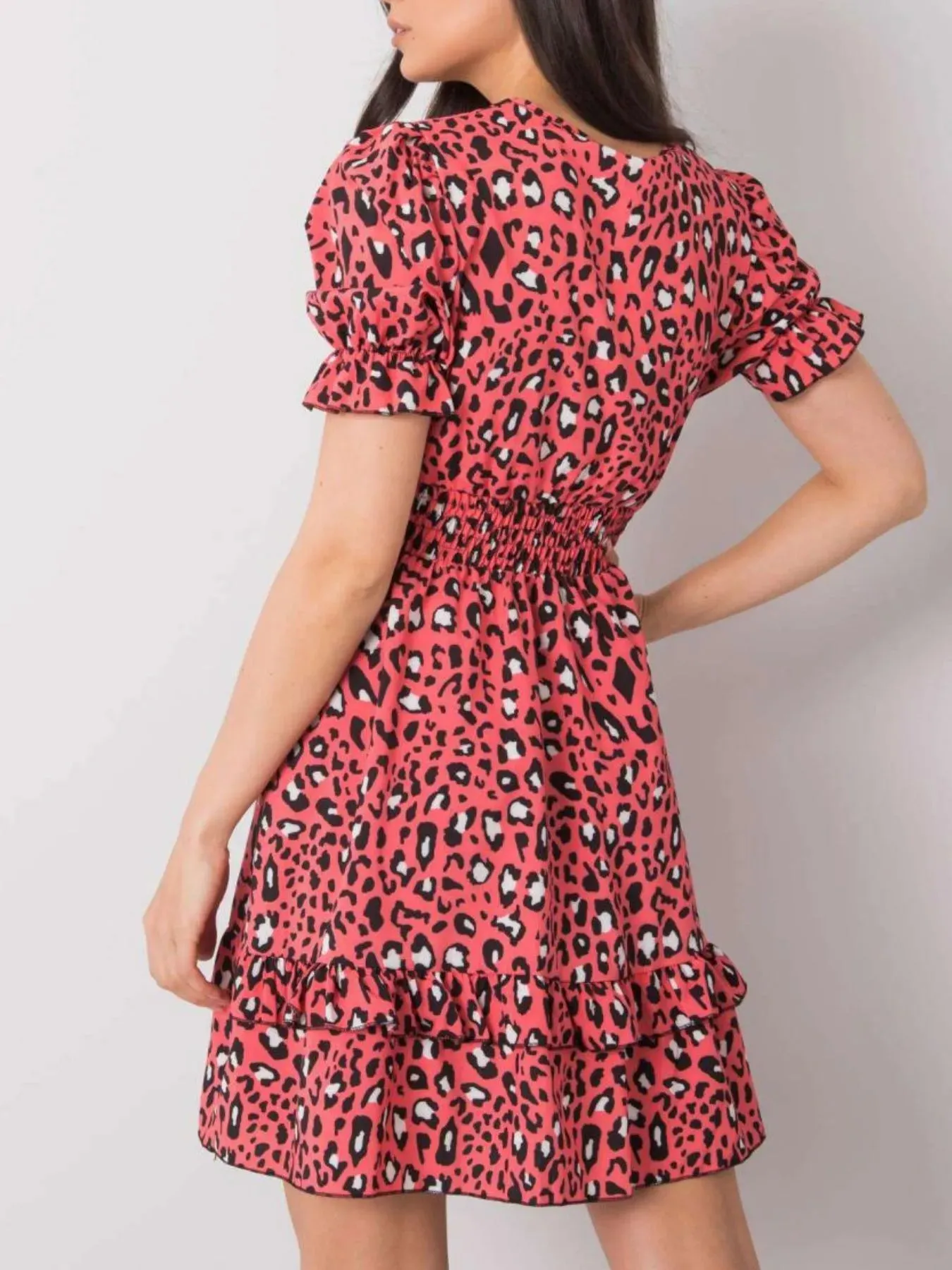 Leopard Print Tie Front Short Sleeve Mini Dress sold by Charming Charlie product image thumbnail 2