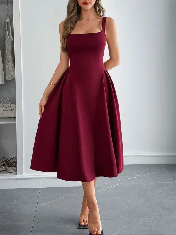 Square Neck Wide Strap Midi Dress sold by Charming Charlie