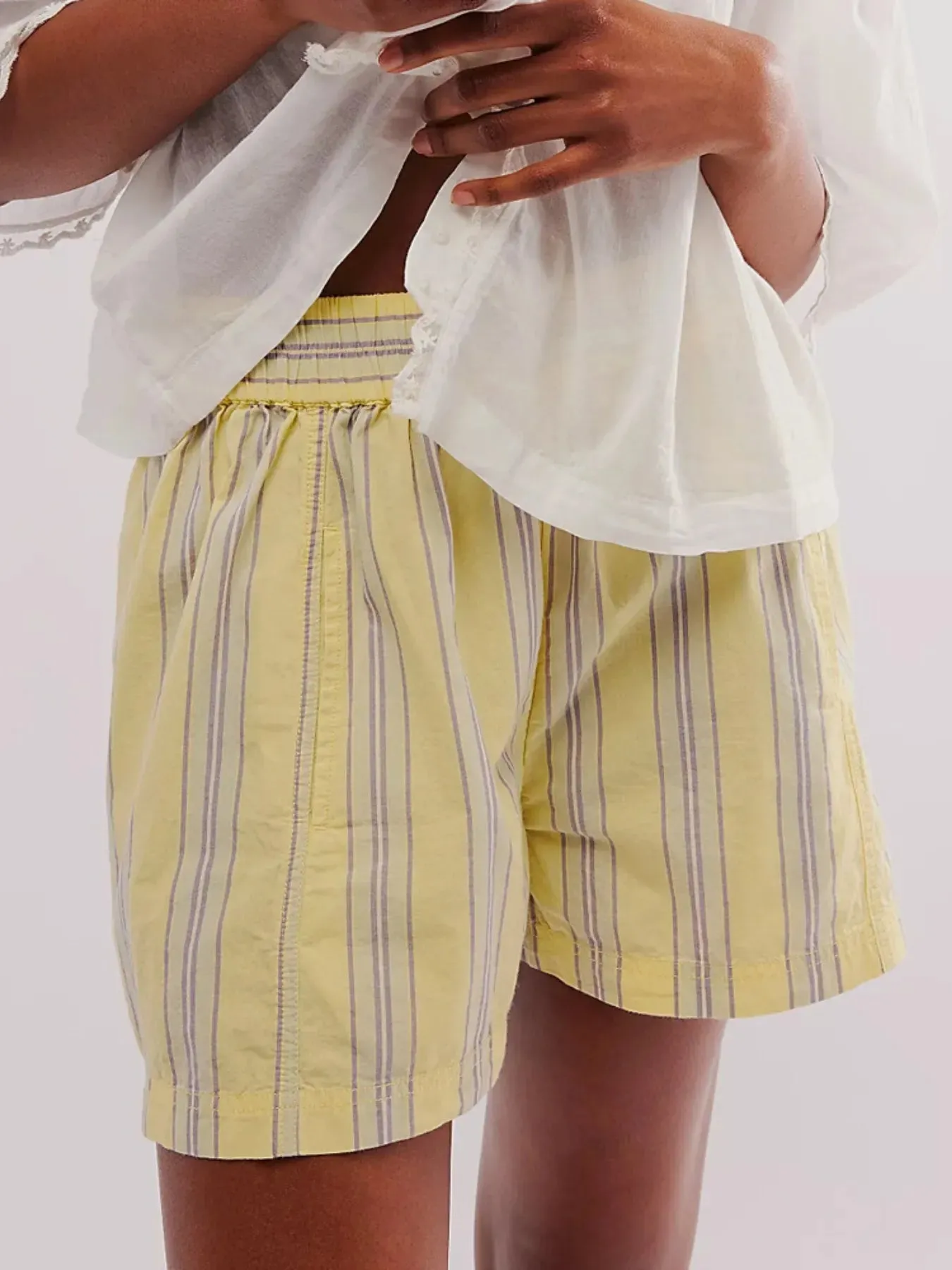 Striped High-Waist Linen Blend Summer Shorts sold by Charming Charlie