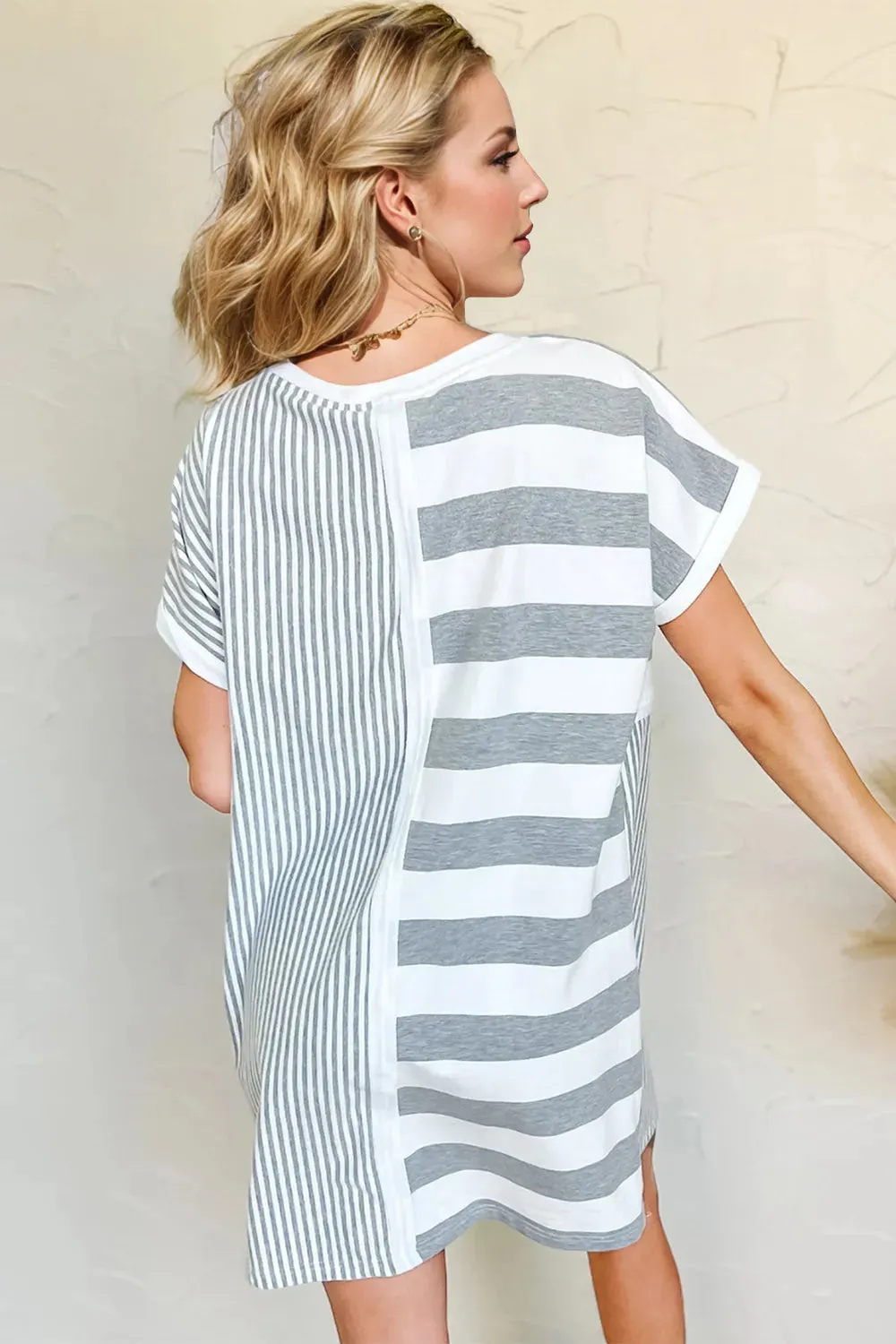 Oh Full Size Striped Round Neck Short Sleeve Mini Tee Dress sold by Charming Charlie product image thumbnail 2