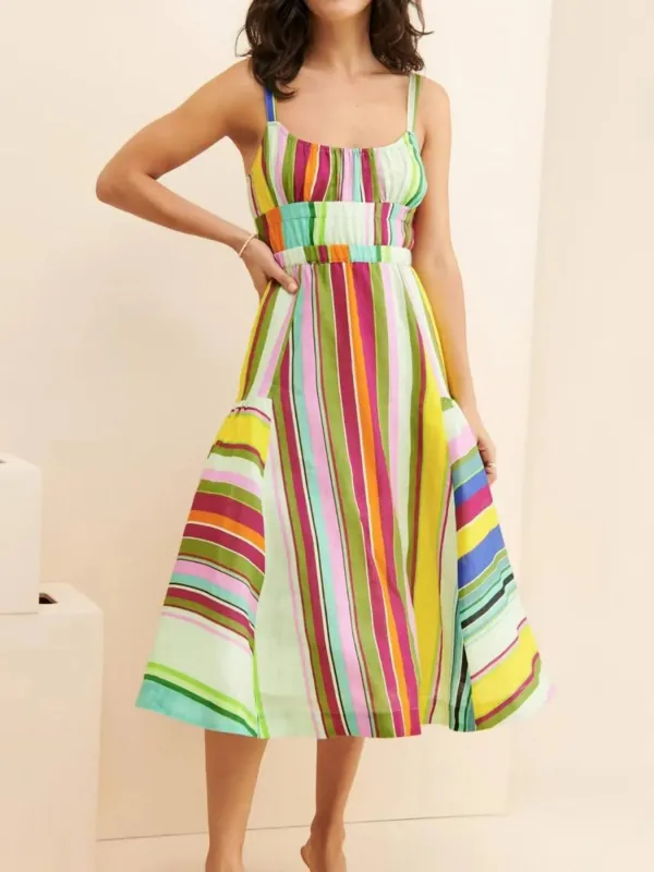 Colorful Striped Spaghetti Strap Midi Dress sold by Charming Charlie