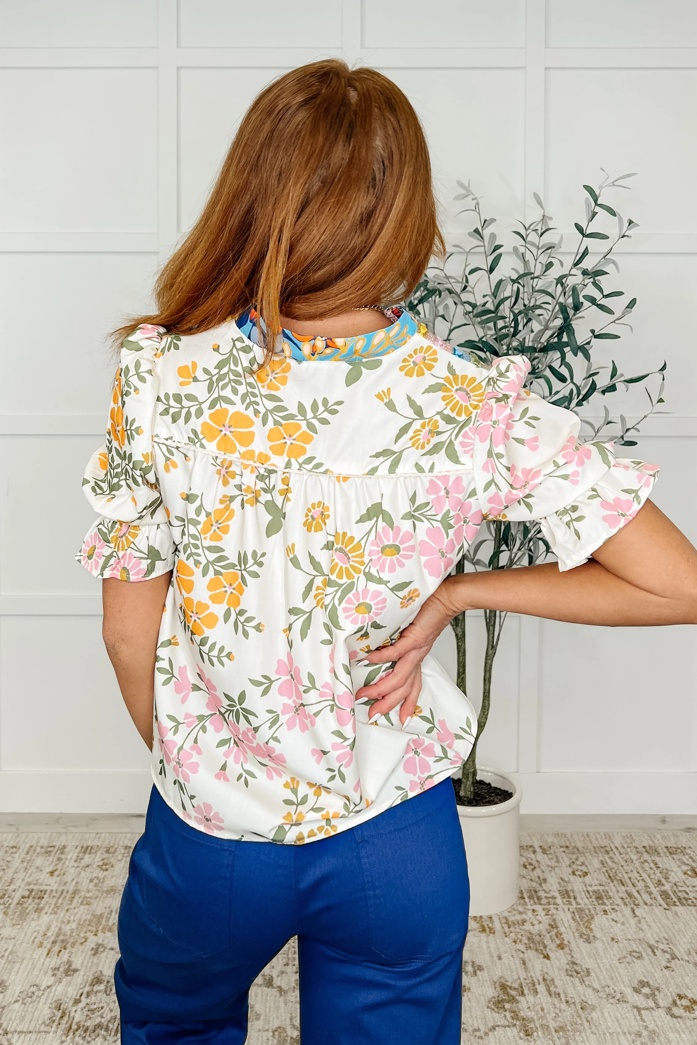 Less Concerned V-Neck Floral Blouse sold by Charming Charlie product image thumbnail 4