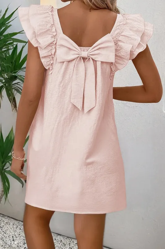 Ruffle Sleeve Bow Back Mini Dress sold by Charming Charlie
