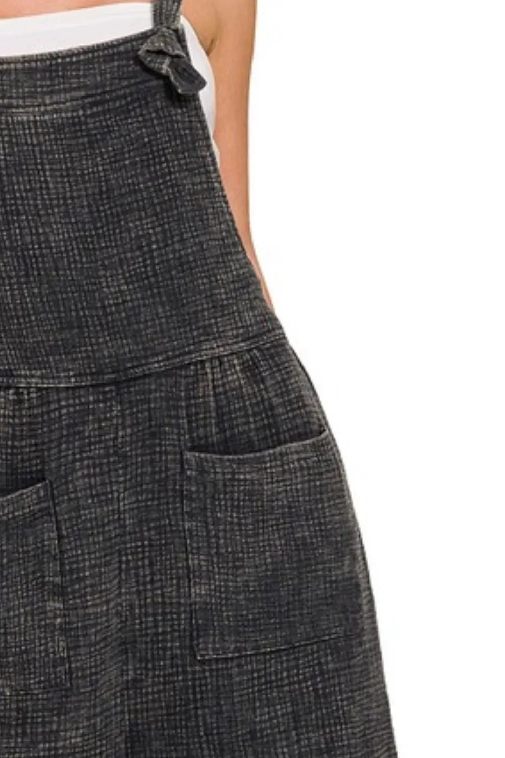 Zenana Woven Double Gauze Acid Washed Romper sold by Charming Charlie product image thumbnail 3