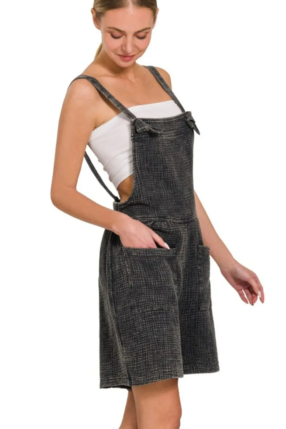 Zenana Woven Double Gauze Acid Washed Romper sold by Charming Charlie product image thumbnail 2