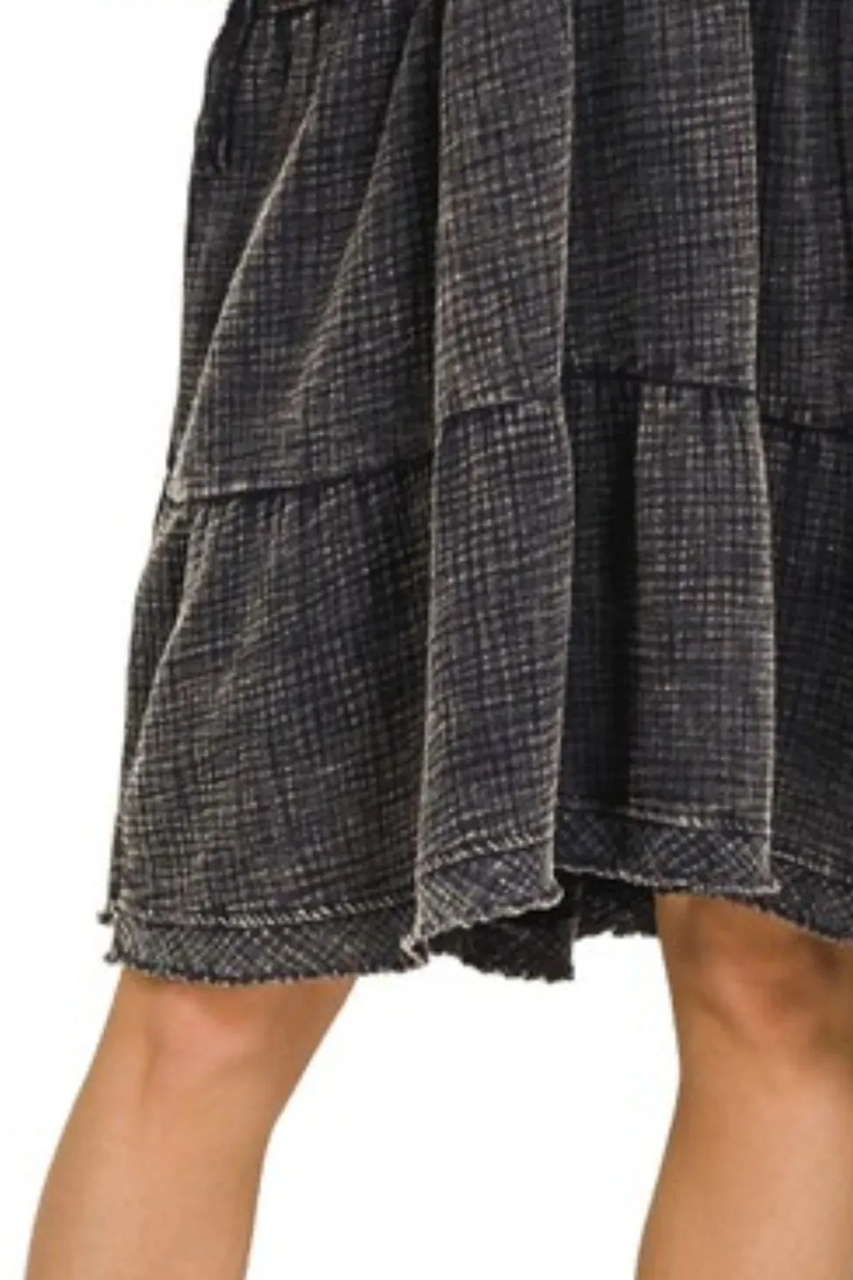 Zenana Washed Double Gauze Raw Edge V-neck Dress sold by Charming Charlie product image thumbnail 3