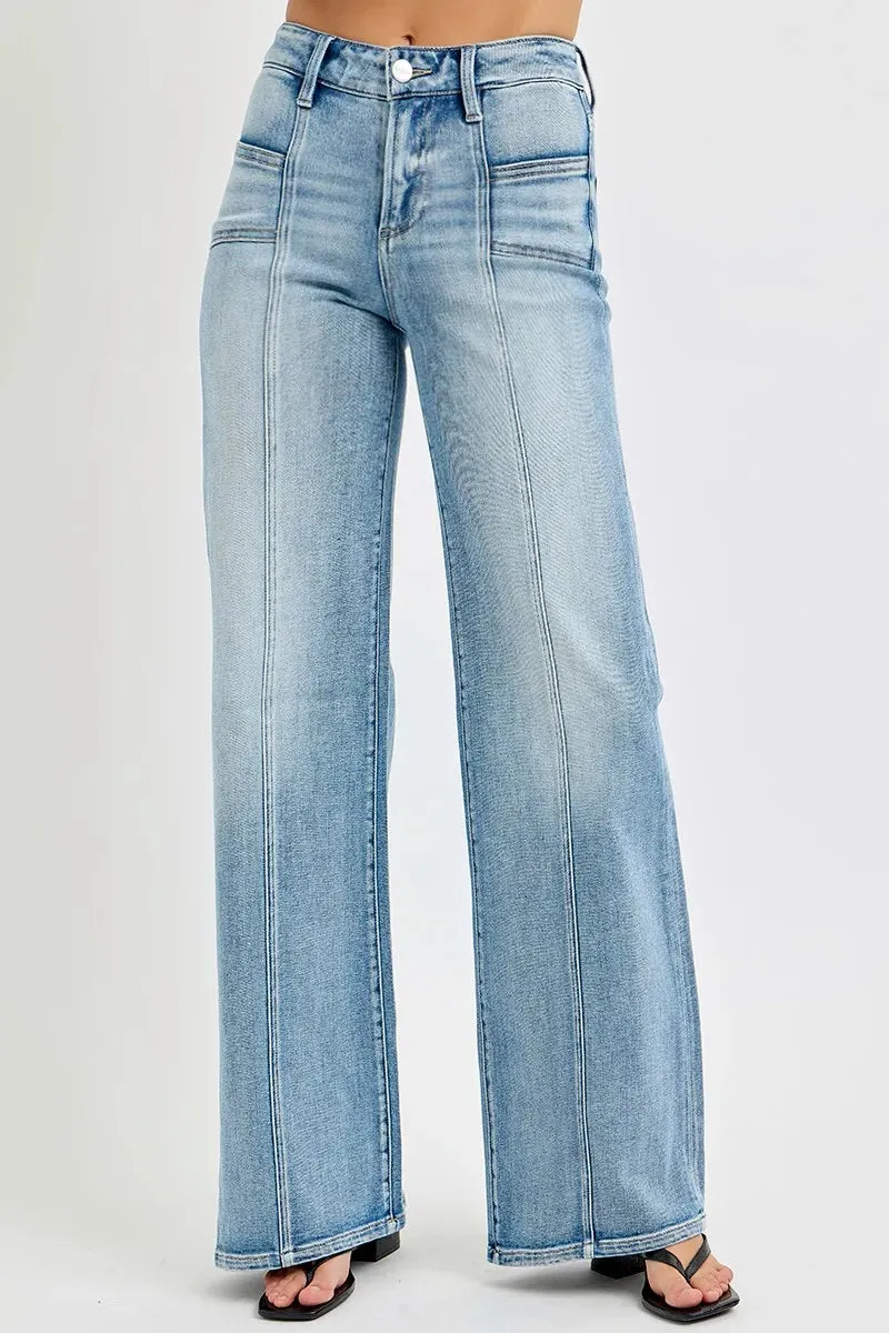 RISEN Full Size Mid Rise Wide Jeans with Front Patch Pocket Plus Size sold by Charming Charlie product image thumbnail 3