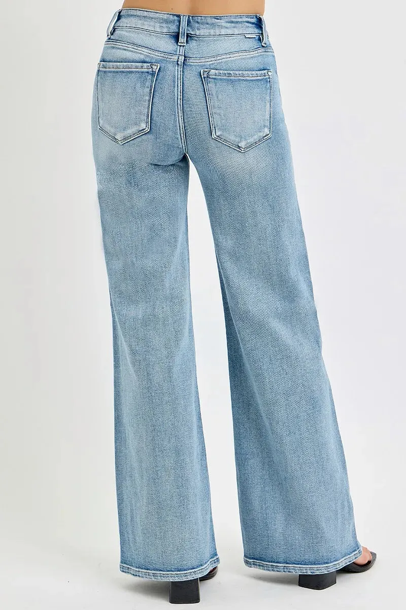 RISEN Full Size Mid Rise Wide Jeans with Front Patch Pocket Plus Size sold by Charming Charlie product image thumbnail 5