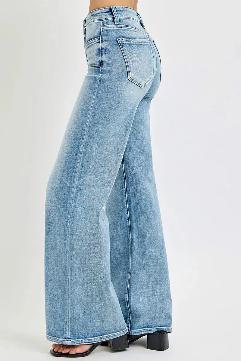 RISEN Full Size Mid Rise Wide Jeans with Front Patch Pocket Plus Size sold by Charming Charlie product image thumbnail 4
