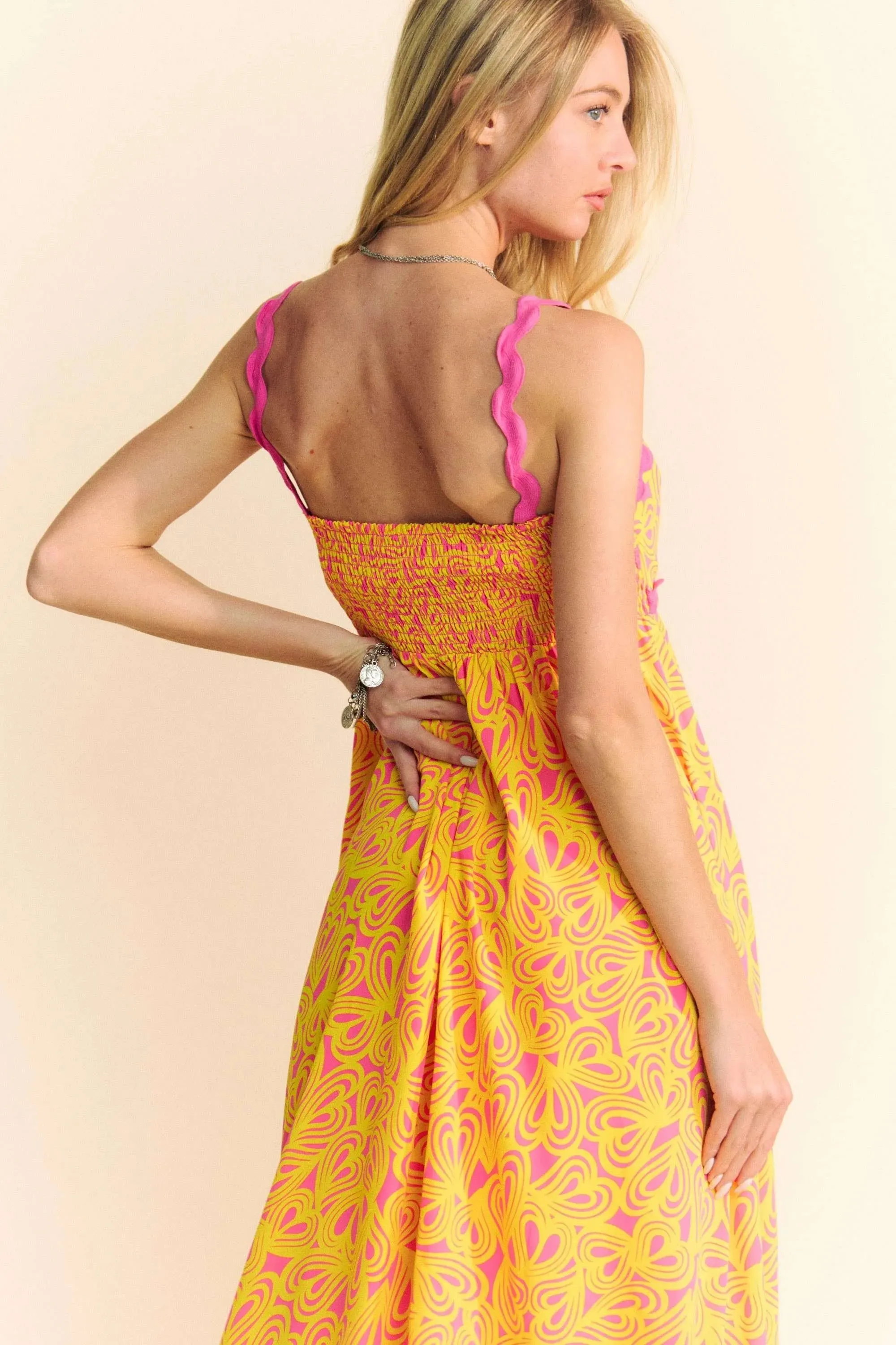Davi & Dani Geo 2 Tone Printed Wavi Trim Tiered Maxi Dress sold by Charming Charlie product image thumbnail 4
