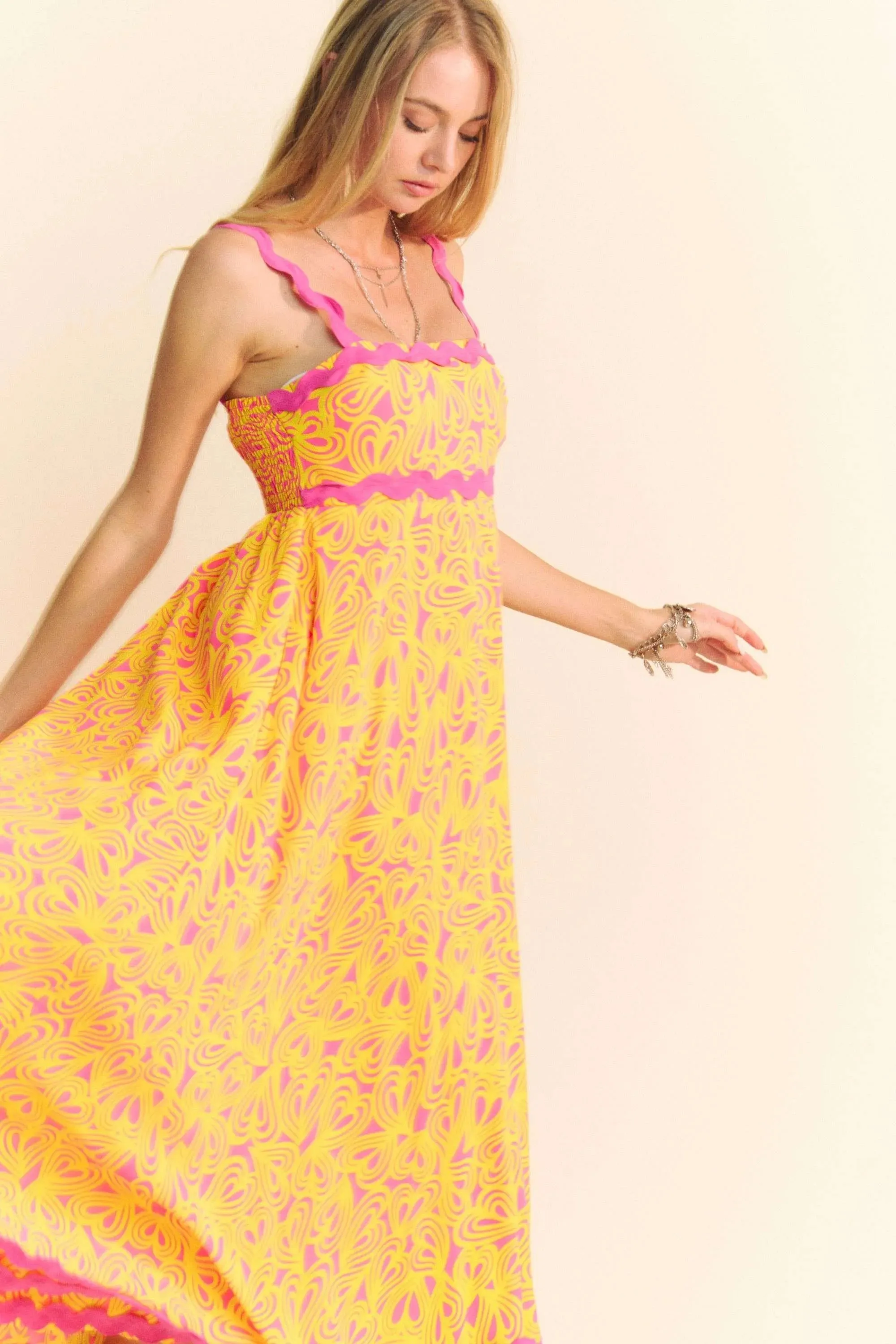 Davi & Dani Geo 2 Tone Printed Wavi Trim Tiered Maxi Dress sold by Charming Charlie product image thumbnail 3