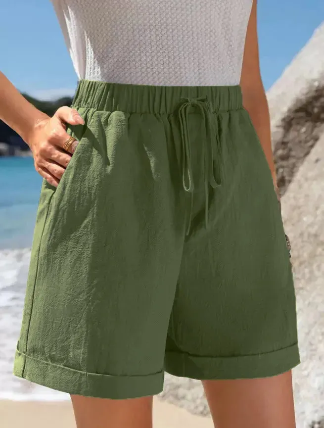 Full Size Drawstring Linen Blend Shorts Plus Size sold by Charming Charlie product image thumbnail 4
