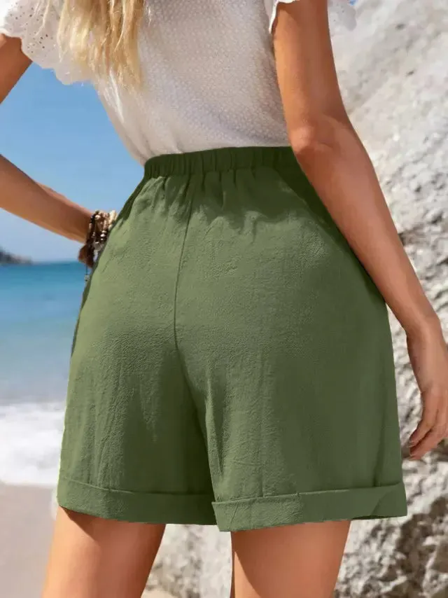 Full Size Drawstring Linen Blend Shorts Plus Size sold by Charming Charlie product image thumbnail 5