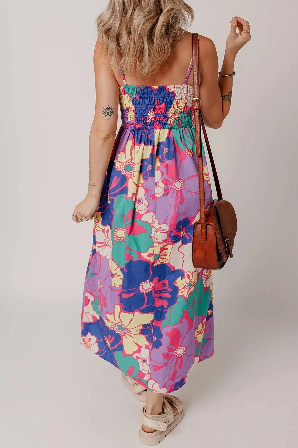 Floral Print Shirred Spaghetti Strap Loose Maxi Dress sold by Charming Charlie product image thumbnail 2