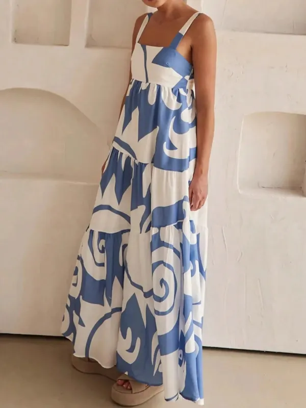 Printed Tiered Square Neck Maxi Dress sold by Charming Charlie
