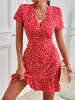 Printed Ruffled Hem V-Neck Short Sleeve Mini Dress sold by Charming Charlie