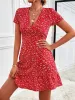 Printed Ruffled Hem V-Neck Short Sleeve Mini Dress sold by Charming Charlie