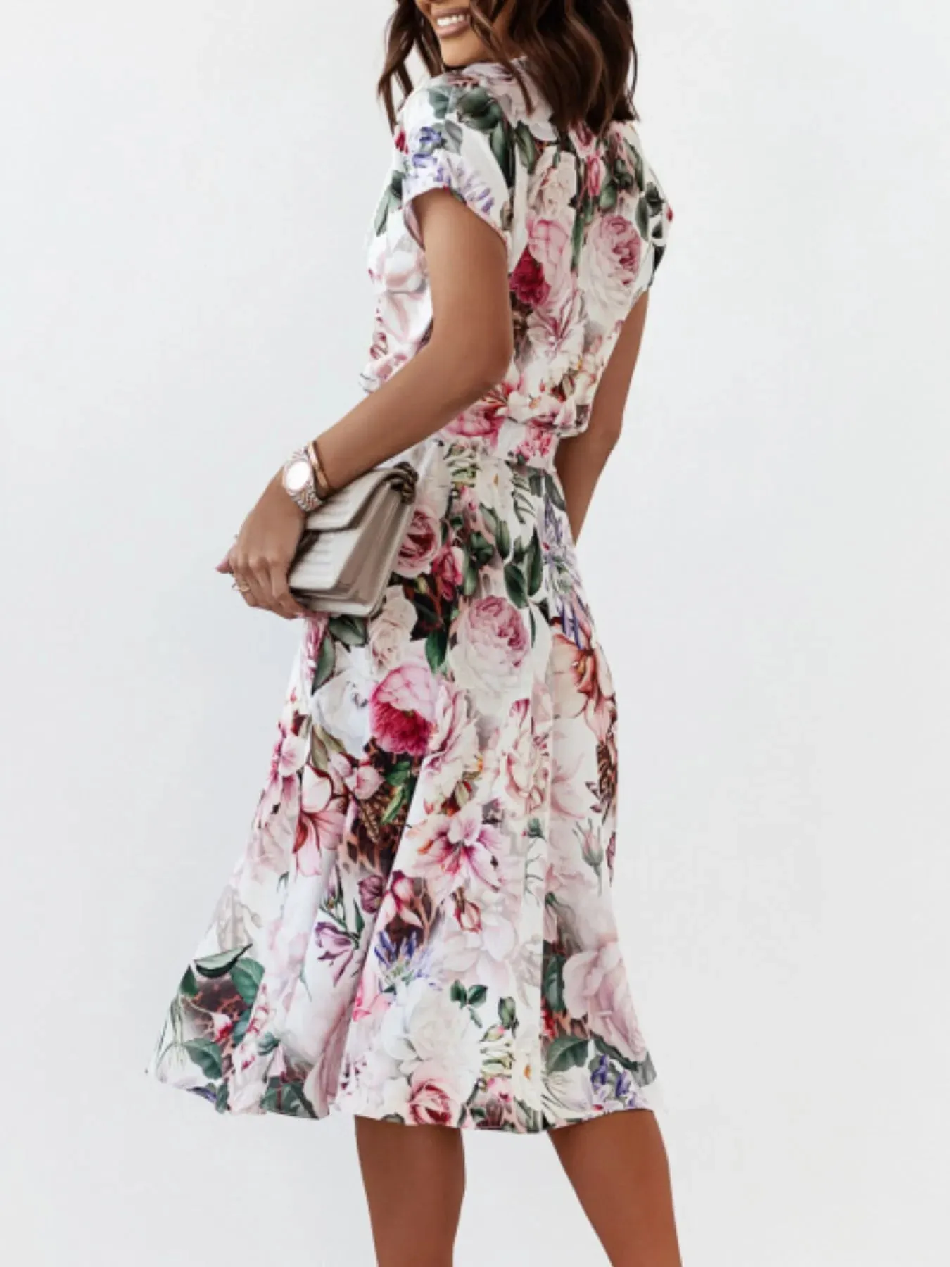 Floral Short Sleeve Midi Dress sold by Charming Charlie product image thumbnail 3