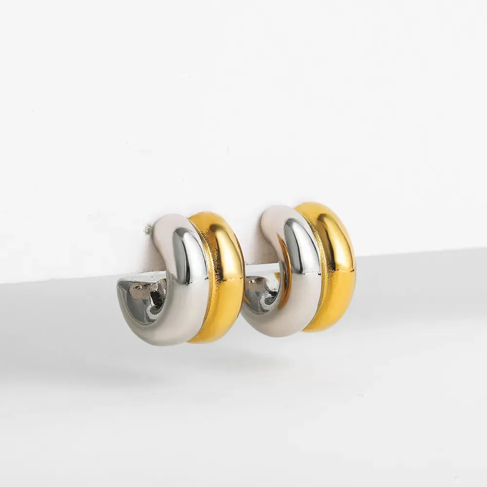 Stainless Steel Two-Tone Hoop Earrings sold by Charming Charlie product image thumbnail 2