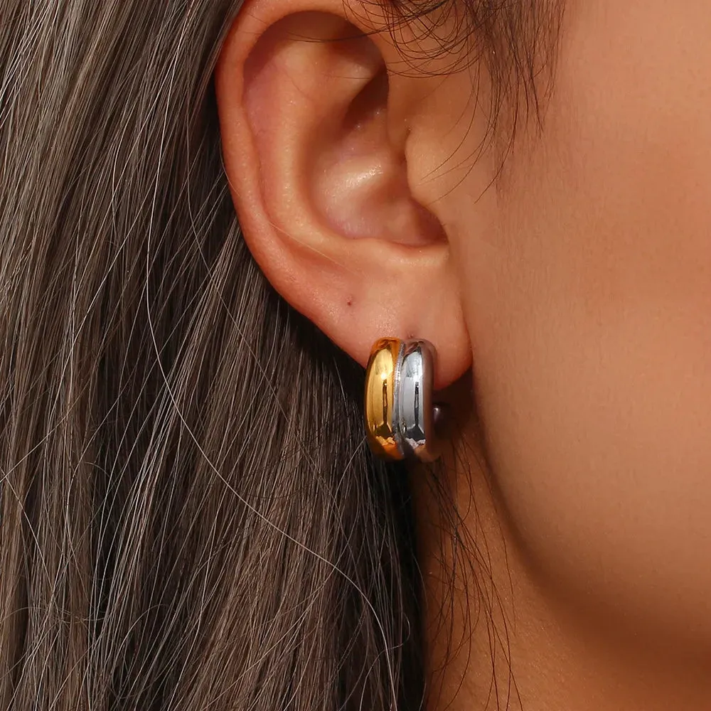 Stainless Steel Two-Tone Hoop Earrings sold by Charming Charlie product image thumbnail 4