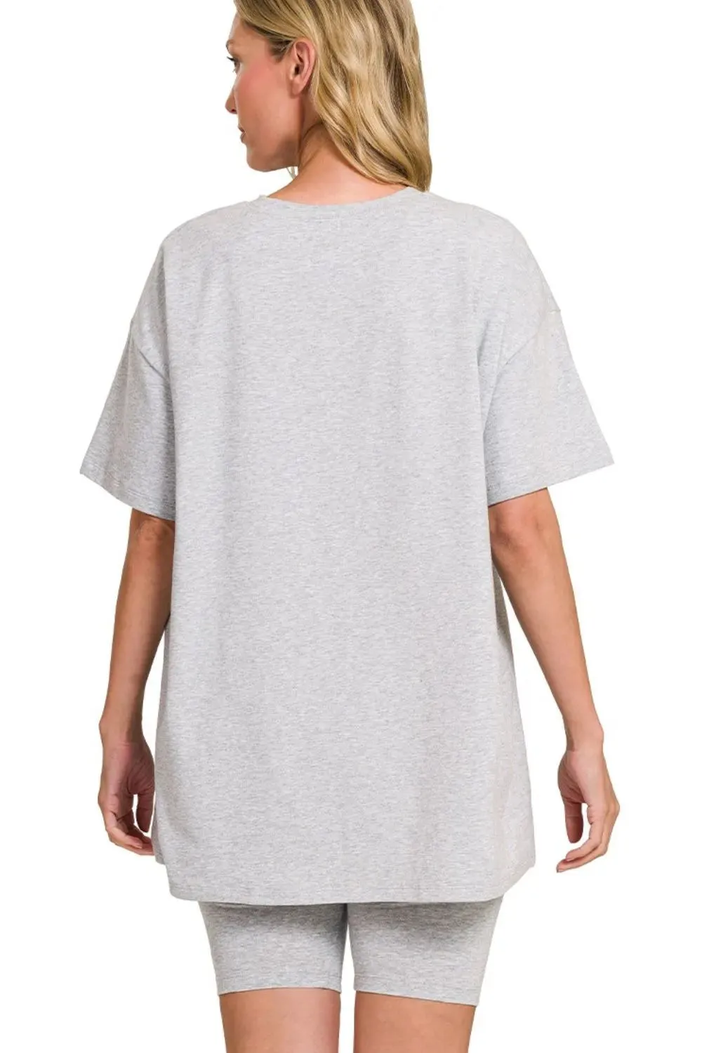 Zenana Cotton Round Neck Top & Biker Shorts sold by Charming Charlie product image thumbnail 3