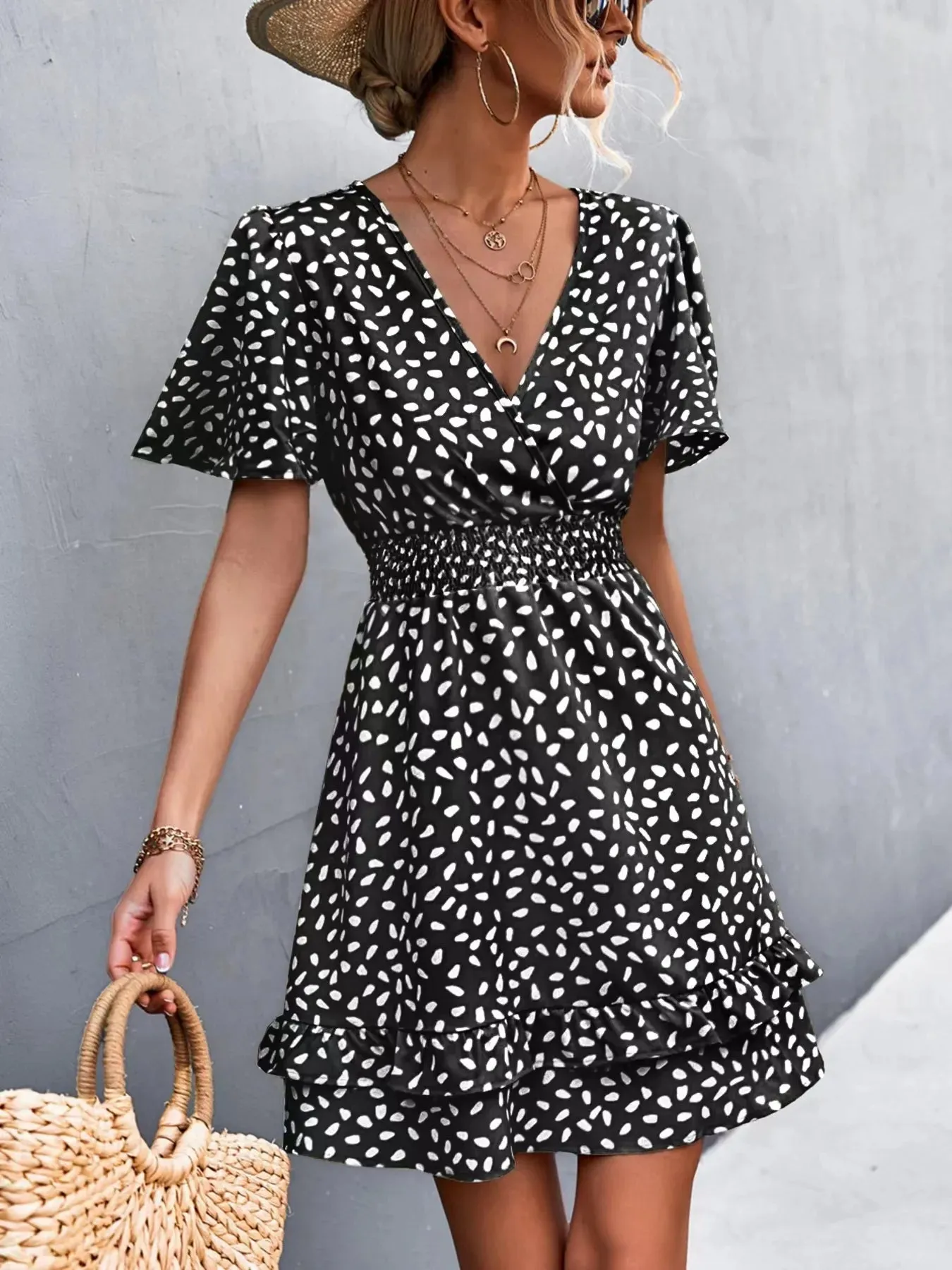 V-Neck Flutter Sleeve Mini Dress sold by Charming Charlie product image thumbnail 4