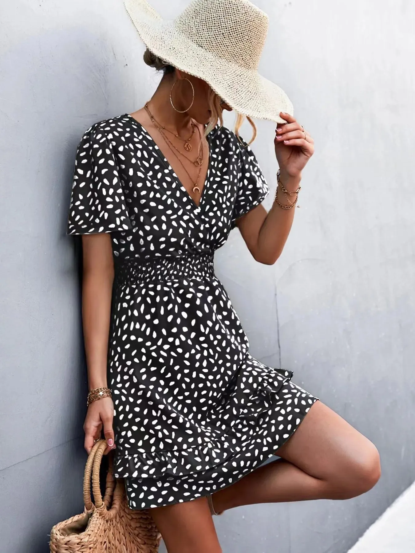 V-Neck Flutter Sleeve Mini Dress sold by Charming Charlie