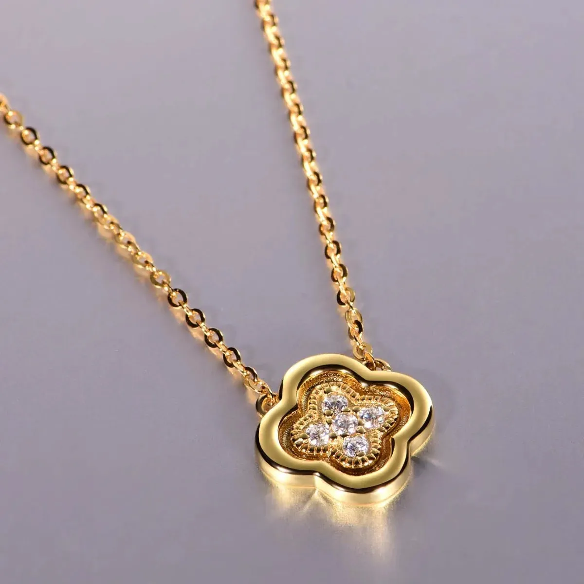 925 Sterling Silver Moissanite Leaf Clover Necklace sold by Charming Charlie