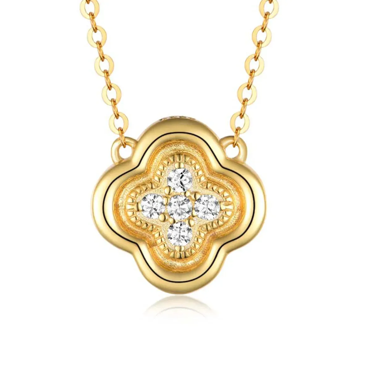 925 Sterling Silver Moissanite Leaf Clover Necklace sold by Charming Charlie product image thumbnail 4