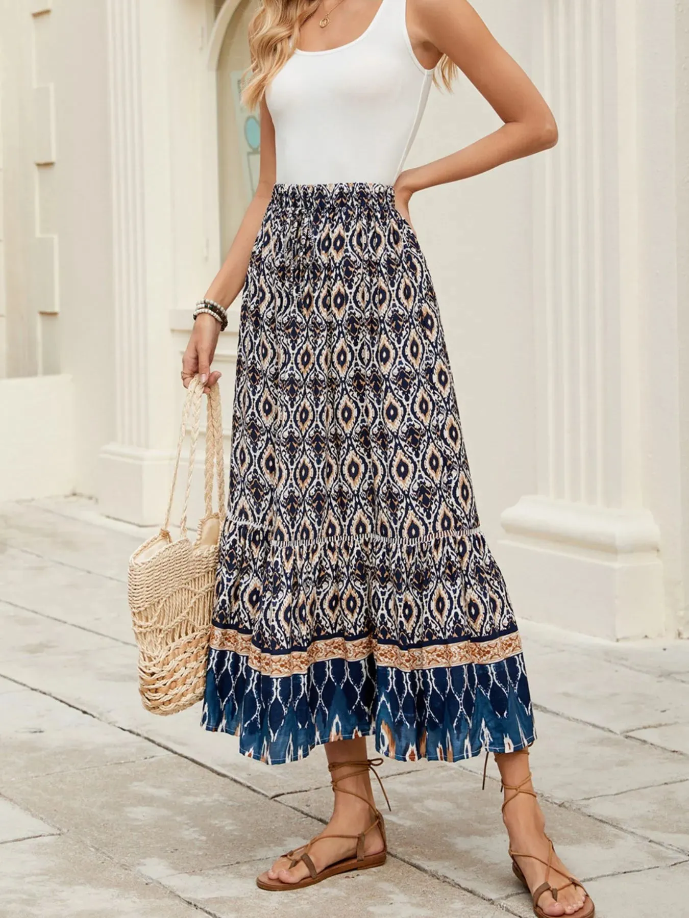 Bohemian Printed Ruched Maxi Skirt sold by Charming Charlie product image thumbnail 2