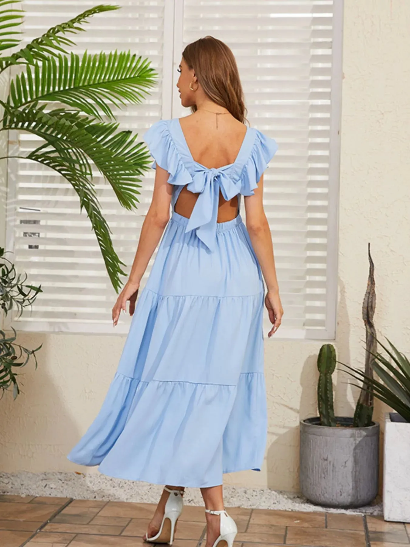 Flutter Sleeve Cutout Summer Midi Dress sold by Charming Charlie product image thumbnail 2