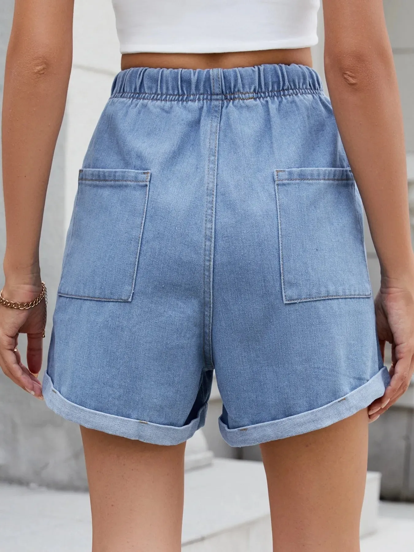 Drawstring Wash Denim Shorts sold by Charming Charlie product image thumbnail 4