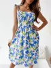 Floral Smocked Bodice Tie Shoulder Summer Dress sold by Charming Charlie