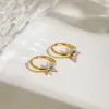 Two-Tone Stainless Steel Star Hoop Earrings sold by Charming Charlie