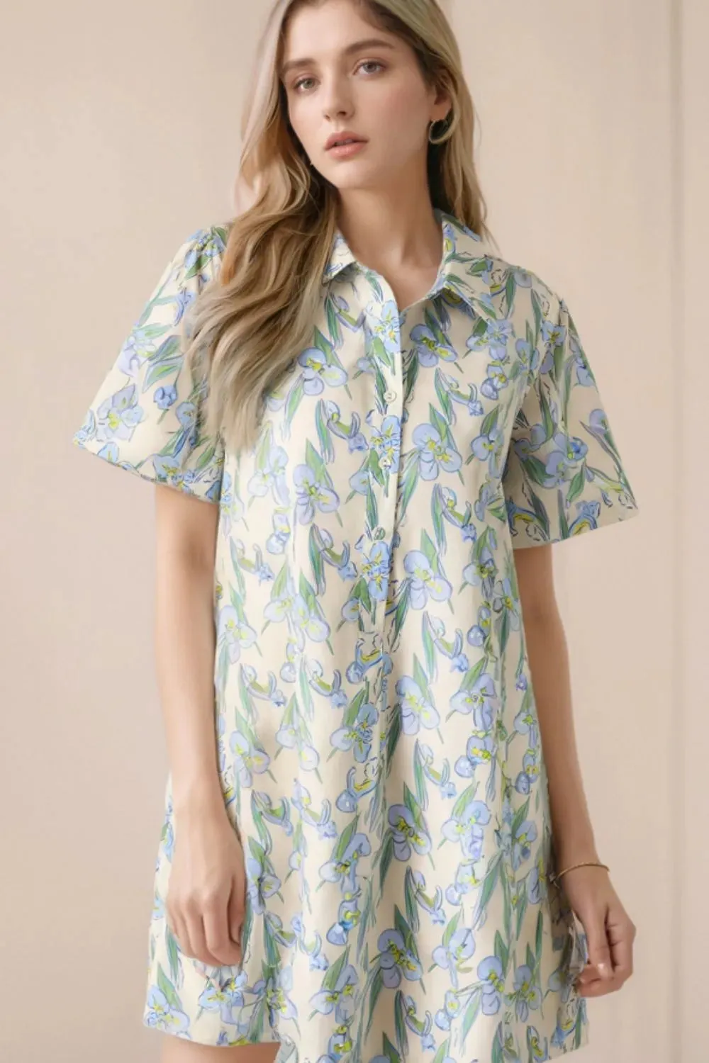 Floral Print Button-Up Shirt Dress sold by Charming Charlie product image thumbnail 2