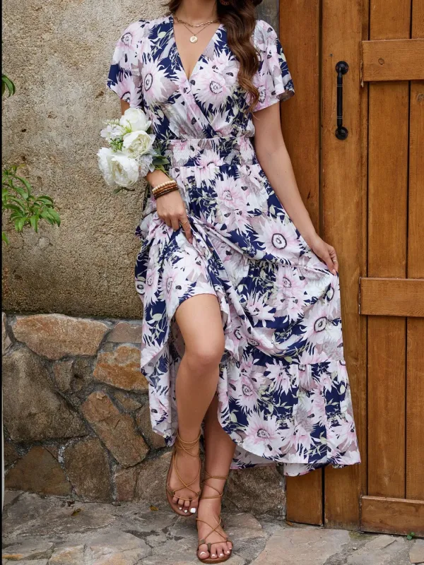 Floral Print Surplice Midi Dress sold by Charming Charlie