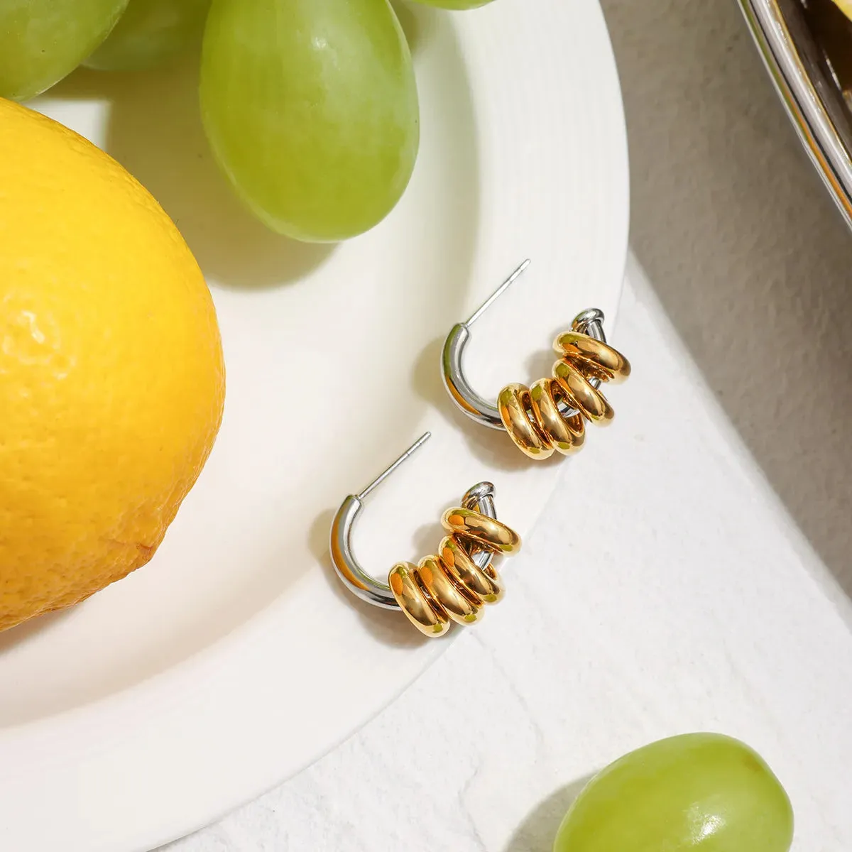 Stainless Steel Two-Tone Hoop Earrings sold by Charming Charlie product image thumbnail 4